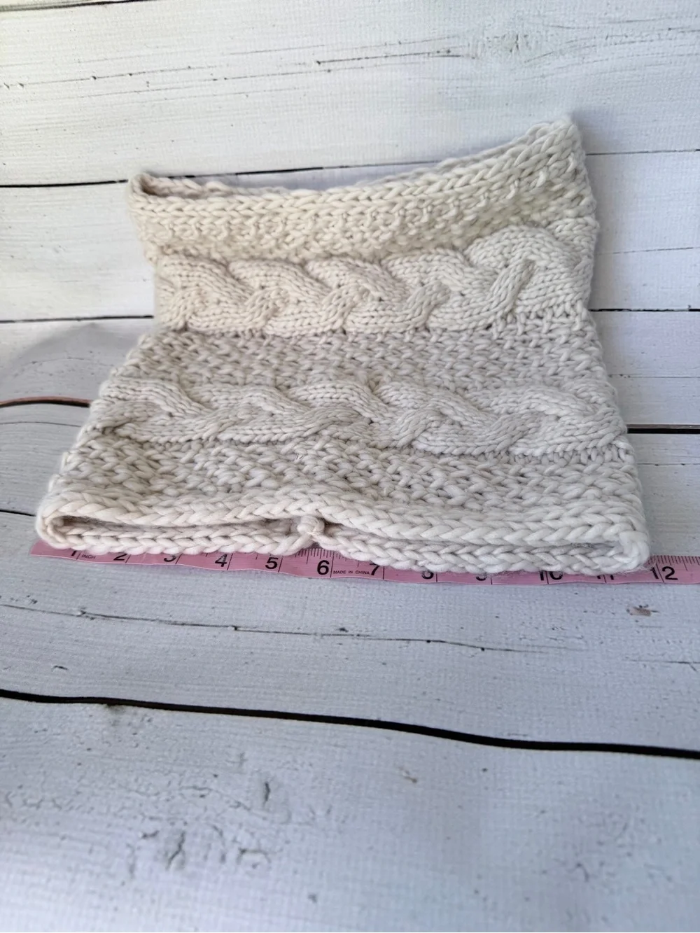 Chunky Cable Knit Infinity Scarf — Cream